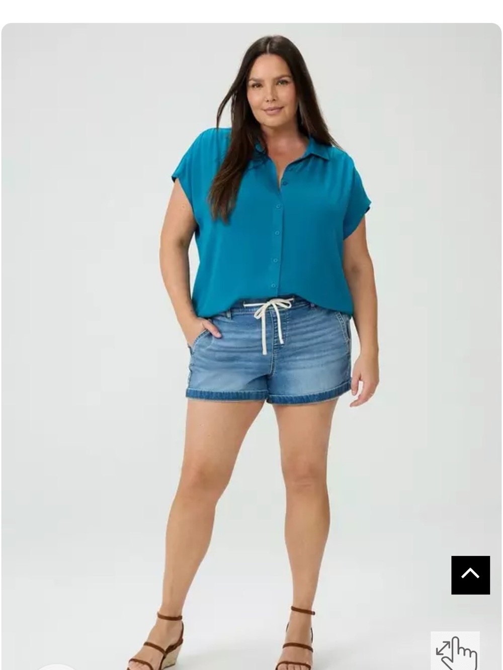 torrid Light Wash Denim Jean Shorts with Drawstring
